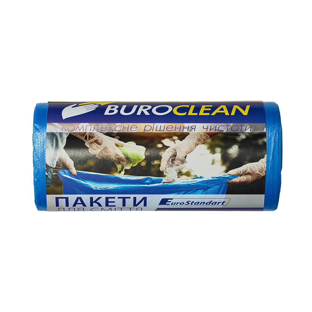 Пакети для сміття 60л20шт, 600*700мм, блакитні, 17мкм ПВТ (LDPE), BUROCLEAN EuroStandart 10200034